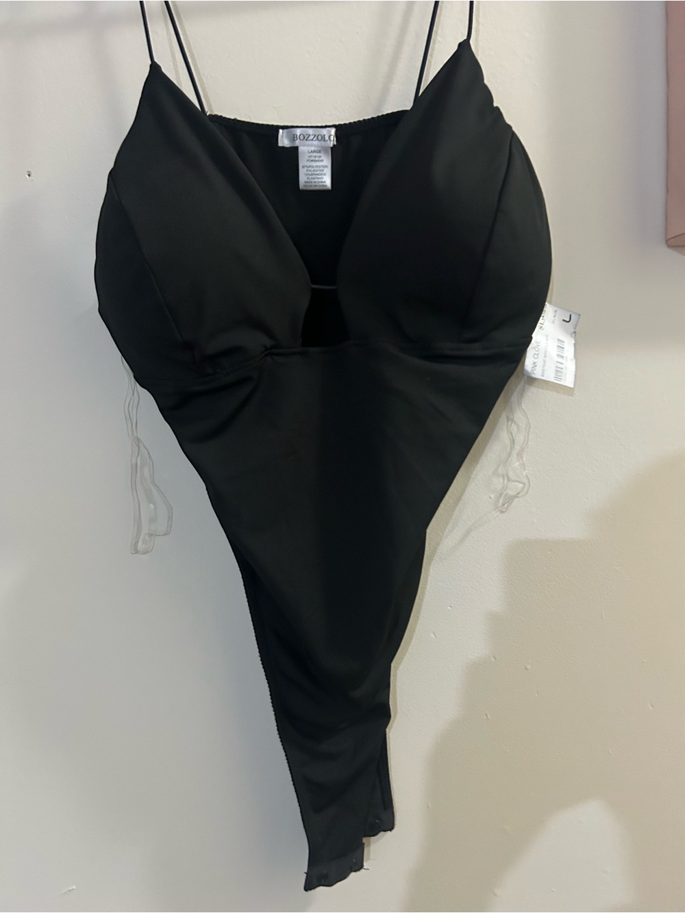 Bozzolo Black Plunge V-Front Bodysuit